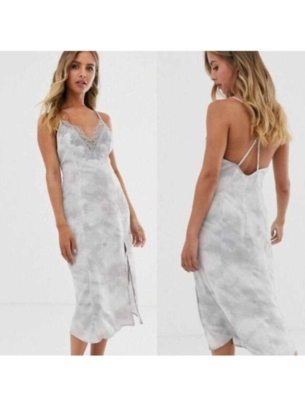 Free People Chasing Shadows Tie Dye Lace Slip Dress